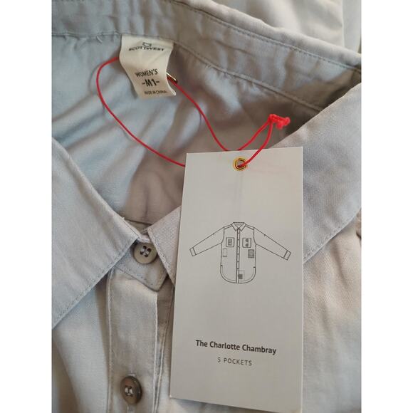 SCOTTeVEST Charlotte Chambray Shirt Long Sleeves Gray NWT Plus Size M1/XXL - Picture 4 of 12